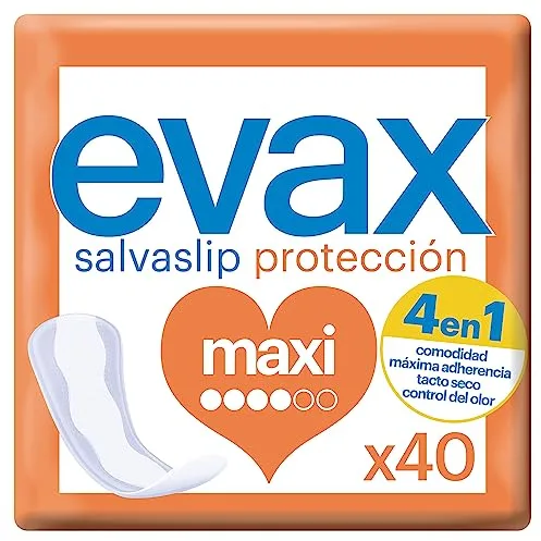 Evax Salvaslip Maxi, Pack de 40, Sistema No Olor, Protección y Comodidad