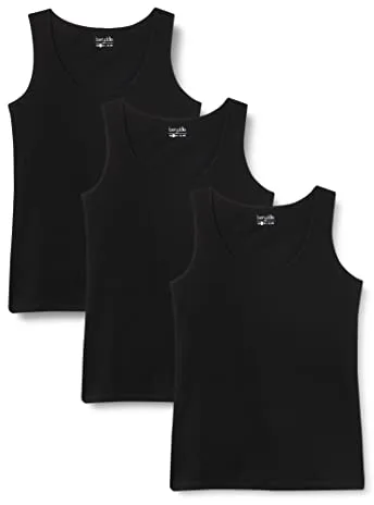 berydale Bd161, Camiseta de tirantes para Mujer, Negro (Paquete de 3), S