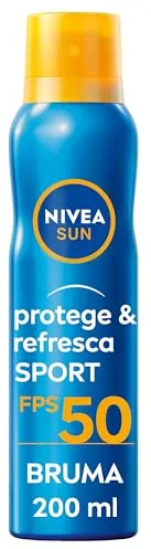NIVEA SUN Protege & Refresca Spray Bruma Solar FP50 (1 x 200 ml), protector solar en spray transparente, bruma refrescante y resistente al agua