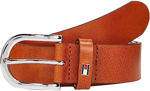 Tommy Hilfiger Cinturón Mujer New Danny Belt Cinturón de piel, Marrón (Cognac), 85 cm