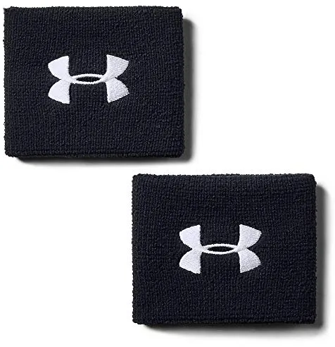 Under Armour UA Performance Wristband pack de 2 muñequeras para hombre, accesorios de entrenamiento, hombre, Negro, Talla única