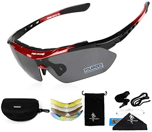 Free Soldier Gafas de sol polarizadas 5 en 1, ideal para deporte, táctico, militar, pesca y ciclismo, rojo