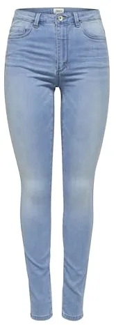 Vaqueros pitillo de cintura alta Only Onlroyal para mujer, denim azul medio, talla M/30