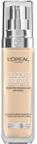 L’Oréal Paris Accord Parfait, Base de Maquillaje Fluida con Ácido Hialurónico y Tecnología Skin Matching para una Hidratación Visible y Acabado Natural, 2.N, 30 ml