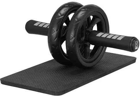 H&S Kit de Rueda Abdominal y Almohadilla - Rodillo de Ejercicio para Flexiones Abdominales para Deporte Hombre o Mujer - Entrenamiento Fitness y Calistenia Gym en Casa