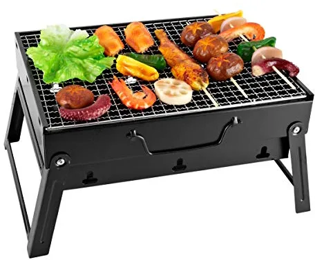 Sunjas - Barbacoa plegable de carbón o madera, para camping o viaje, Schwarz NR.1