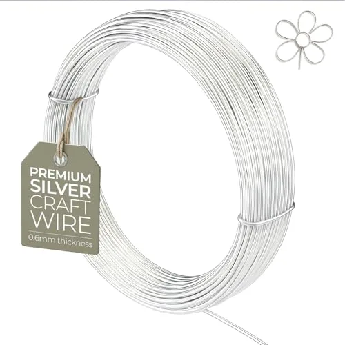 Alambre De Cobre Chapado Plata 0,6 mm (22 Ga) x 10 m - Antideslustre Para Bisutería, Escultura, Envolver, Manualidades Y DIY
