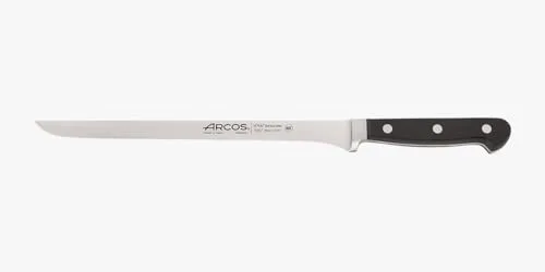 Arcos Serie Clasica - Cuchillo Jamonero - Hoja de Acero Inoxidable Forjado NITRUM 250 mm - Mango de Polioximetileno (POM) Color Negro