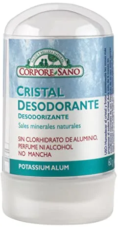 Corpore Sano - Desodorante Cristal Mineral, Piedra de Alumbre, Elimina el Mal Olor, Hasta 24h de Protección, 100% Ingredientes Naturales, Vegano, Sin Alcohol, Fragancia ni Parabenos, 60gr