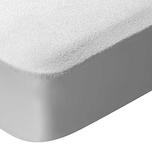 Pikolin Home - Protector de Colchón Impermeable Rizo y Transpirable Absorbente, Certificado Oeko-Tex, para Cama de 90, hasta 32 cm de Altura - Cubrecolchón 90 x 190/200 cm