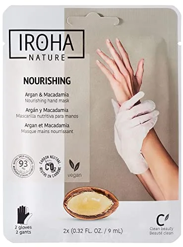 Iroha Nature - Guantes Mascarilla Nutritivos | Aceite de Argán y Macadamia | Nutrición Intensa para Manos Secas | 93% Ingredientes Naturales | Vegano