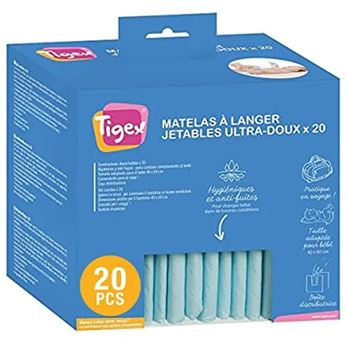 Tigex Cambiador Desechable para Bebé | 20 unidades