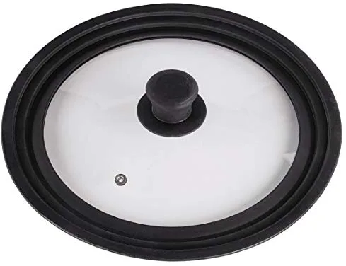 Xavax | Tapa de Vidrio Universal para ollas y sartenes 24-28 cm (Anti-Salpicaduras, Orificio de Vapor, Borde de Silicona, Vidrio Transparente, fácil Limpieza y Apta lavavajillas)