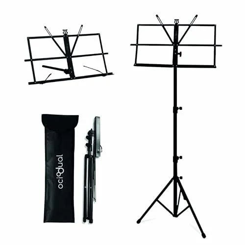 OcioDual Atril Musica, Tripode, Atril Partituras, Soporte Portatil, Plegable con Bolsa de Transporte, Orquesta, Faristol, Altura Ajustable Regulable, Extensible, Soporte para Libros