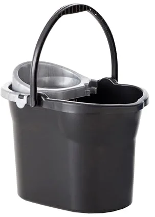 MAYA Cubo con Escurridor 10 Litros. Ideal para Espacios Pequeños. Asa Ergonómica para Agarre Seguro y Transporte Cómodo. Ligero y Resistente en Color Gris y Negro.