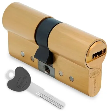 Amig - Cilindro de seguridad - Cerradura para puertas - Antiganzúa y Antibumping - Bombín Antiextracción y Antirotura - Incluye 5 llaves - Dorado mate - Medidas: 70 (30-40) mm