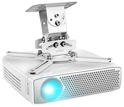 Duronic PB05XB Soporte para Proyector de Techo y Pared, Universal, Giratorio 360º, Totalmente Articulable, Carga Máx.10 kg, Cine en Casa, Videojuegos, Presentaciones, Color Blanco