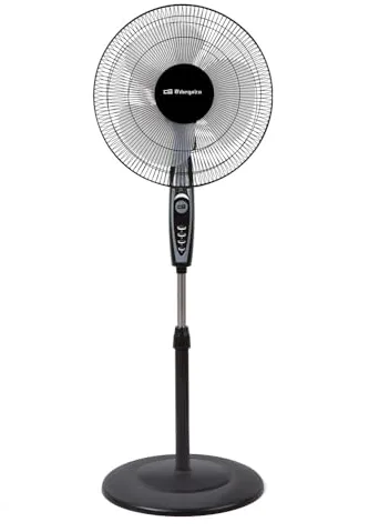 Orbegozo SF 0148, Ventilador de pie, 50 W, 3 velocidades de ventilación, oscilante, altura regulable, silencioso, rejilla de seguridad, tamaño de aspas 40 cm, color negro
