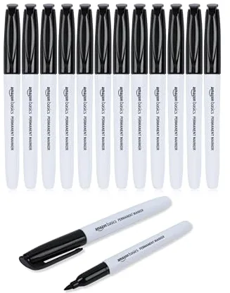 Amazon Basics Rotuladores permanentes, Negro, Paquete de 12