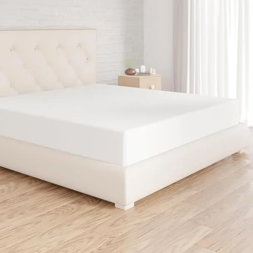 Amazon Basics Sabana Bajera Ajustable, 180 x 200 x 30 cm, de Poliéster Microfibra, Blanco