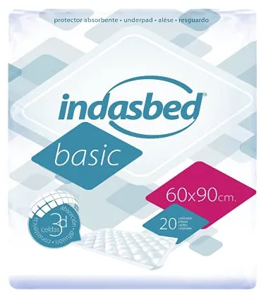 Indasbed Basic Protector Cama, 60 x 90 cm - Color Blanco, 20 Unidades (Paquete de 1) (El embalaje puede variar )