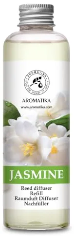 Recarga de Difusor Jazmín 200 ml - Fragancias de Ambiente Intensas y Duraderas - Difusor para Hogar - Aromaterapia - Recambio de Difusor de Caña - Fragancia para Habitación - Reed Diffuser Refill