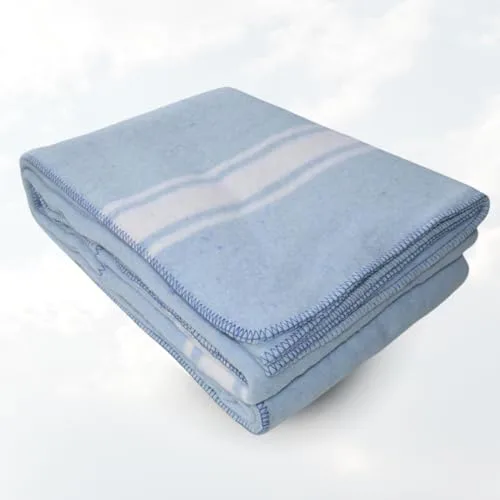 Manta Algodón Mallorquina para Cama o Sofá, Manta de Tacto Suave Ideal para Primavera, Relax o Yoga de algodón Reciclado Hecho en España 180x230 - Azul/Raya Blanca