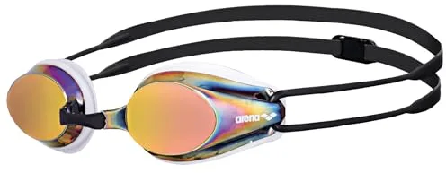ARENA Tracks Mirror Gafas de Natación Unisex, Gafas de Competición para Adultos, Lentes de Espejo Antiempañamiento, Protección UV, 4 Puentes Nasales Intercambiables, Juntas de Silicona