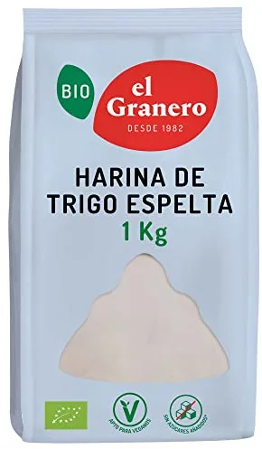 El Granero Integral - Harina de Trigo Espelta BIO - 1 KG - Rica en Fibra y Nutrientes - Mejora la Digestión - Harina de Bajo Índice Glucémico - Apta para Veganos