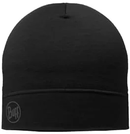 Buff®| Gorro Merino Lightweight Bufanda Multifuncional 100% Lana Merino, Senderismo, Aire Libre, Sostenible, Ligera, Fina, Hombre Mujer Talla única Negro