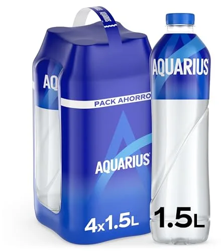 AQUARIUS Limón, Bebida Hidratante con Sales Minerales, Baja en Calorías - Pack de 4 botellas 1,5L