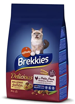 Brekkies Pienso para Gatos Delicious con una Selección de Aves y Verduras - 3000 gr