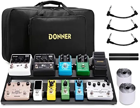Donner Pedalera de efectos para Guitarra Ligero y Portable con Bolsa de Transporte y Cinta de Gancho y Bucle, Tablero de Pedal de Aleación 500 * 290 * 100mm (DB-3)