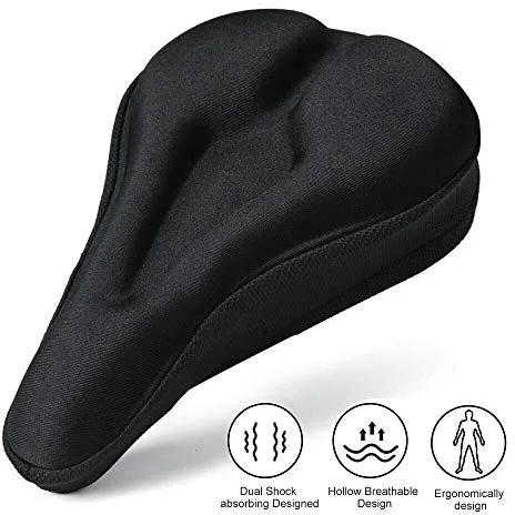 RIXOW Sillín Cubre Bicicleta Gel, Funda Sillin Bicicleta Gel, 28x18cm Asiento de Bici, Sillín Cojín Suave para Bici de Carretera, Estática, E-Bike, MTB, Urbana