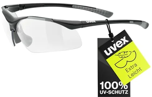 uvex sportstyle 223, gafas deportivas unisex, de espejo, comodidad sin presión y sujeción perfecta, black grey/clear, one size