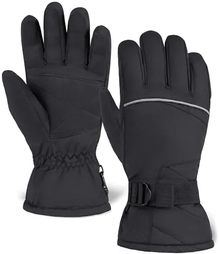 Tough Outdoors Guantes de esquí Resistentes al Aire Libre - Guantes de Nieve térmicos Impermeables - Guantes aislantes de Snowboard para Mujeres y Hombres - Guantes de Invierno para Nieve y esquí