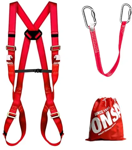 PONSA CGPK7C – ARNÉS DE SEGURIDAD para trabajo en altura: KIT COMPLETO con 2 puntos de anclaje, cinta de amarre y 2 mosquetones.