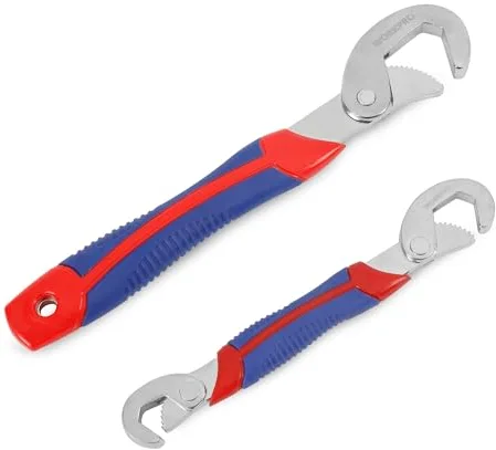 WORKPRO 2 Piezas Juego de Herramientas Universal con Mango Cómodo, Llaves Inglesas Multifunción, Llave Ajustable con Bloqueo Automático y Rápido