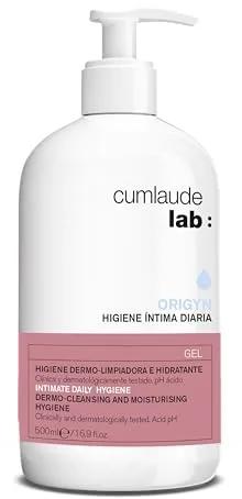 Cumlaude Lab Higiene Íntima Diaria - Gel Limpiador con Propiedades Hidratantes y Protectoras para la Zona Íntima, con Ácido Hialurónico y Ácido Láctico, pH Ácido - 500 ml