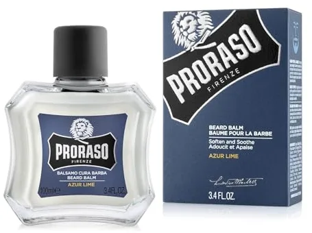 Proraso Bálsamo barba, Azur Lime, 100 ml, bálsamo barba hombre suavizante anti irritaciones, bálsamo para cuidado facial hombre con aroma amaderado