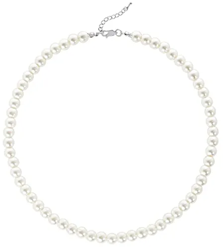 BABEYOND Collar Redondo de Perlas de Imitación de Perlas Collar de Perlas de Boda para Novias Blanco(Diámetro de perla 8mm)