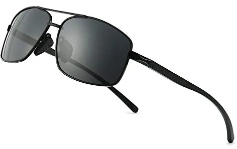 SUNGAIT Gafas de sol Hombre Polarizadas Clásico Retro Gafas de sol para Hombre metal Marco Negro/gris 2458