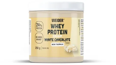 Weider Whey Protein White Spread G. Crema De Chocolate Con 22% De Proteínas Baja En Azúcares Sin Aceite De Palma Y Sin Gluten., Choco Blanco, Vanilla, 250 Gramo