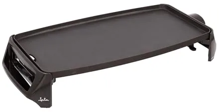 Jata Gr195 Plancha de Asar Cocina Por Igual en Toda La Superficie 46 X 25 Cm Antiadherente Libre de Pfoa Muy Resistente Al Rayado Fácil Limpieza con Bandeja Colectora de Salsas, 2200 W, Color Negro
