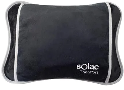 Solac - Bolsa de Agua Caliente Eléctrica CB8981 Caldea, Saco Térmico, 360W, Forma Ergonómica, 120 Min de Autonomía, Conector Extraíble, Tejido Suave y Transpirable, Uso Universal, Negro