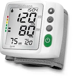 Medisana BW 315 Monitor de presión arterial de muñeca, Medición precisa de la presión arterial y el pulso, Función de memoria para 2 usuarios, Escala de semáforo, Detección de arritmias