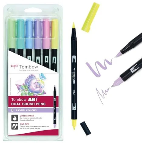 Set De 6 Rotuladores Dual Brush Colores Pastel Tombow