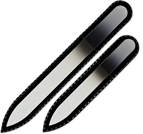Mont Bleu Conjunto de 2 limas de uñas de cristal de color en estuche de negro - vidrio templado checo auténtico - Fabricado a mano en la República Checa