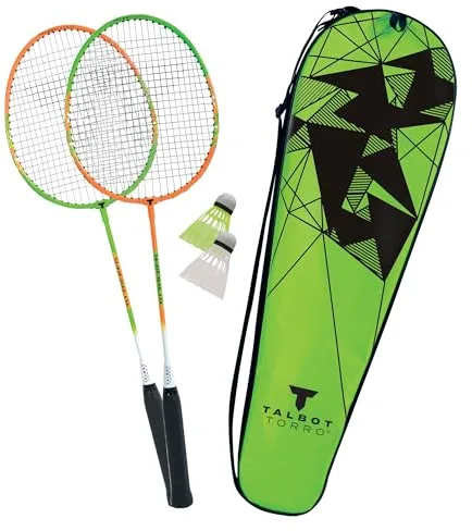 Schildkröt Talbot Torro Set de Bádminton Attacker | 2 Raquetas con Marco de Acero | Incluye 3 Volantes y Thermobag | Ideal para Juego Recreativo al Aire Libre