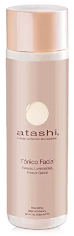 Atashi | Tónico Facial Firmeza Luminosidad | Refrescante, Purificante e Hidratante | Minimiza Poros | Con Edelweiss, Liposomas de Agua Glacial y Ácido Glicólico | Apto para Piel Sensible | 250 ml